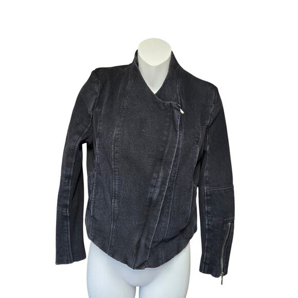 BlankNYC Women Small Jacket Dual Zipper Crepe Mesh Asymmetrical Motor City Moto - Picture 7 of 16